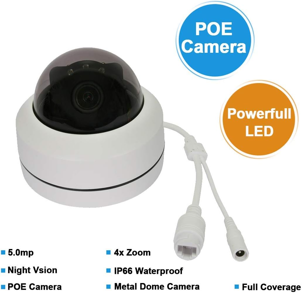 PTZ Camera Outdoor IP Camera POE Zoom 5.0mp 65FT IR Distance Security Camera IP66 Weatherproof B354444
