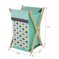 Mint/Yellow/Grey Hamper Cover with Wood Frame and Mesh Liner R474