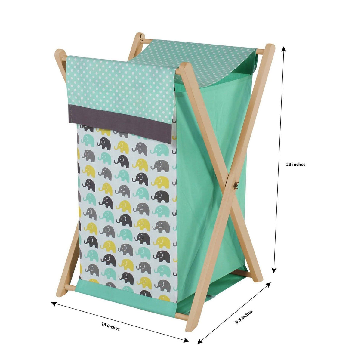 Mint/Yellow/Grey Hamper Cover with Wood Frame and Mesh Liner R474