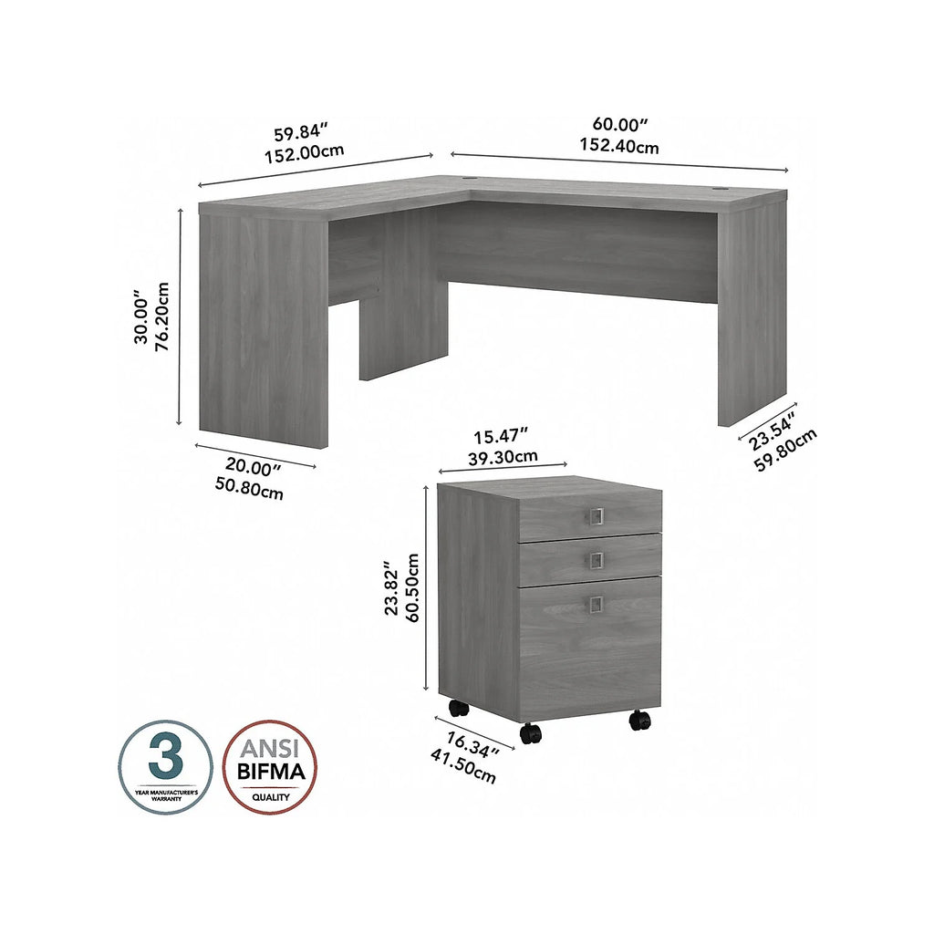 L Shaped Desk with Mobile File Cabinet B5447