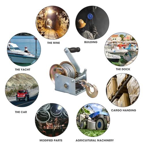 600lbs Capacity Manual Hand Crank Winch with 26.3FT Steel Cable K337633
