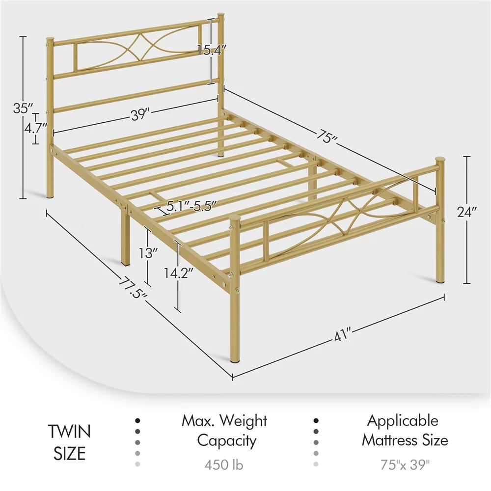 Queen Black Metal Bed with Headboard and Footboard A382