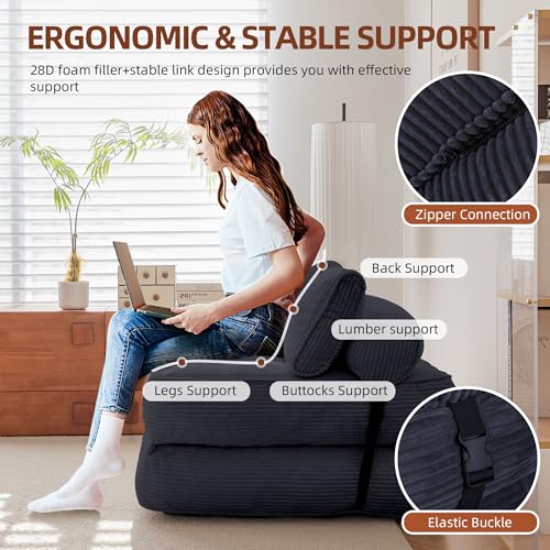 Folding Sofa Bed Convertible Sleeping Chair with Pillow Black U863979