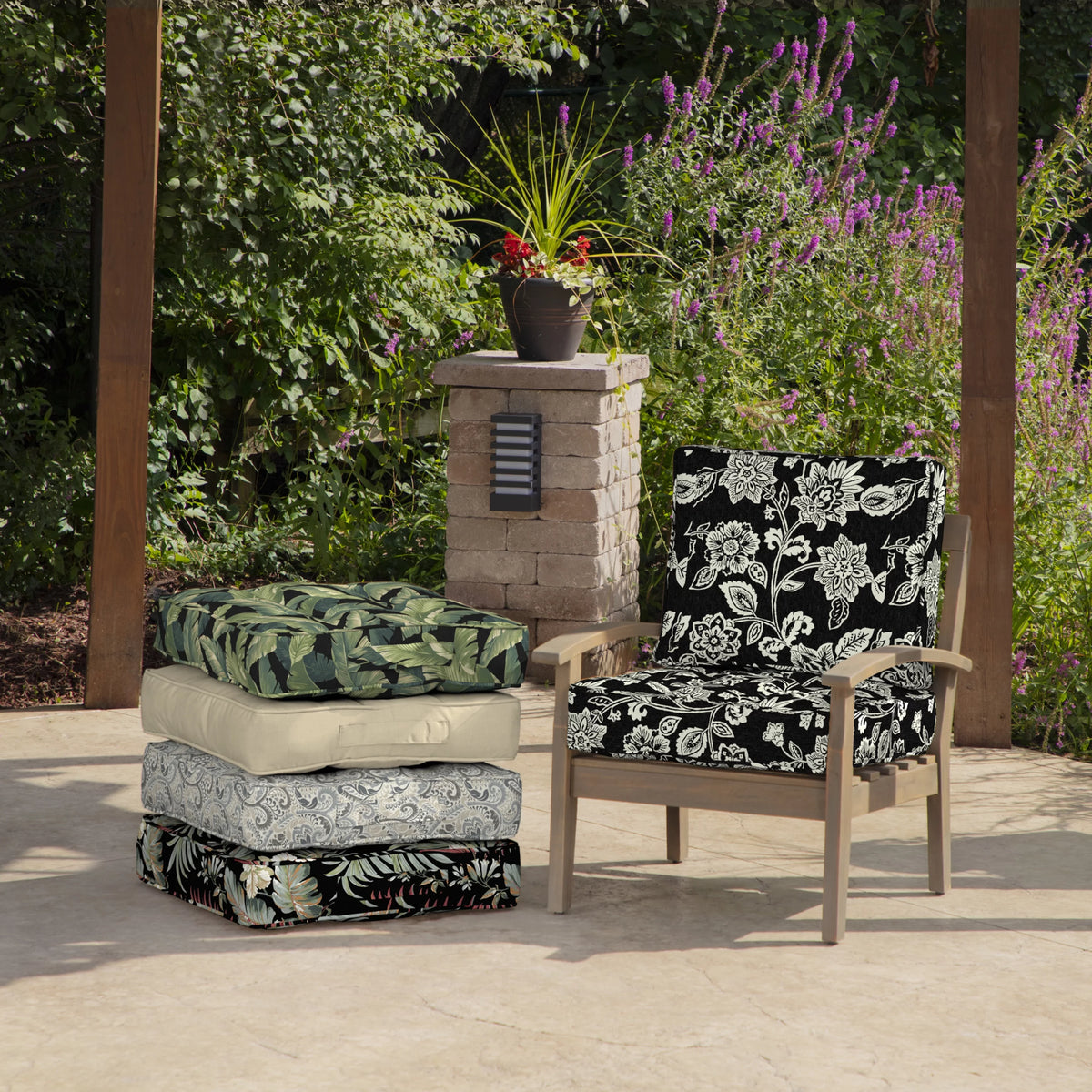 PolyFill Outdoor Deep Seating Cushion Set, 24 x 24, Water Repellant, Fade Resistant, Tufted F199