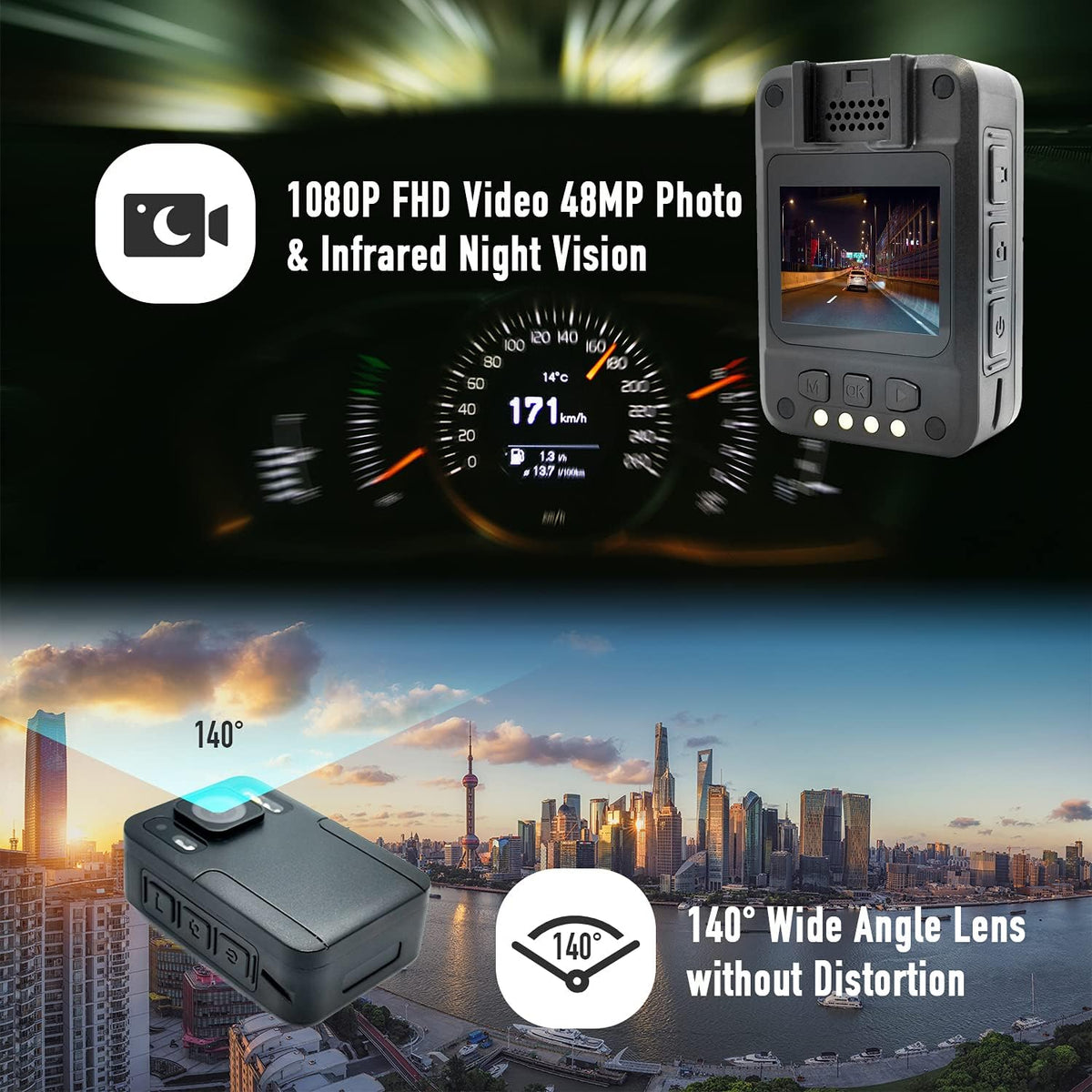 Wearable 1080P HD Body Camera with Audio Recording Q8272