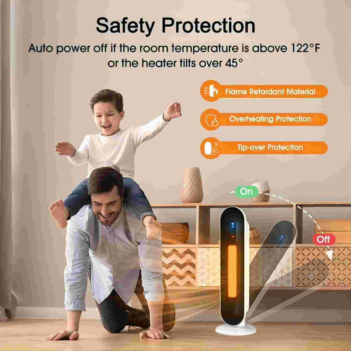 1500W White Electric Ceramic Tower Space Heater L54087