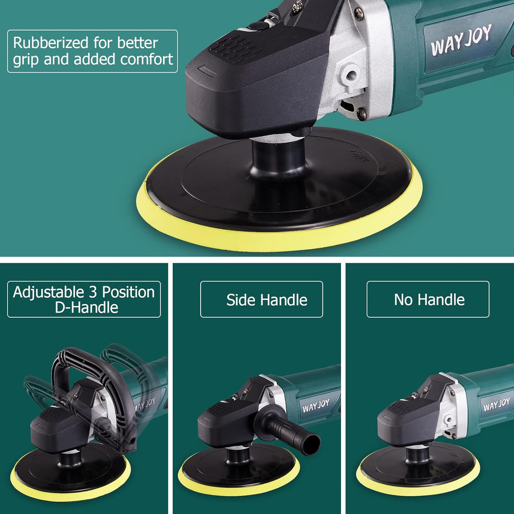 Rotary Car Polisher with 6” and 7“ Backing Plate, 4 Foam Pads W485