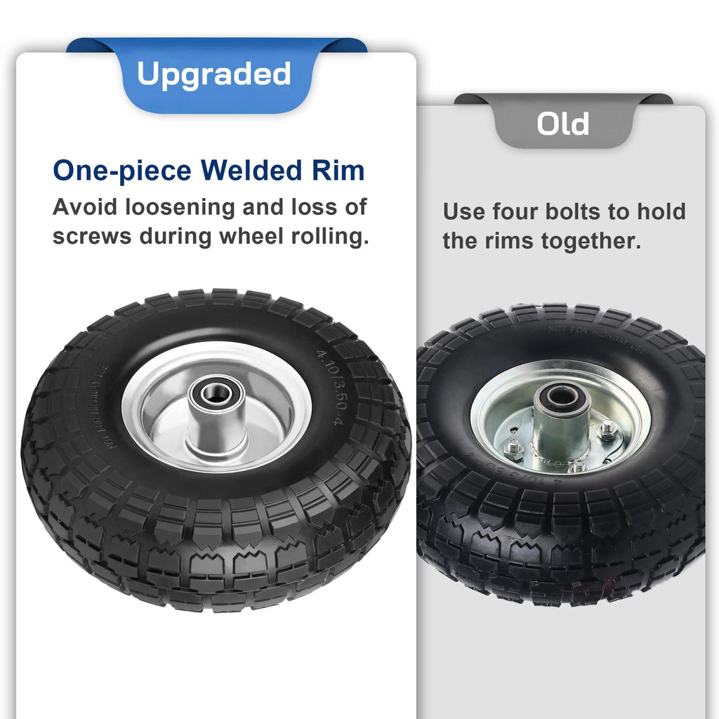 4.10/3.50-4in Flat Free Tire and Wheel, 2 Pack O337553