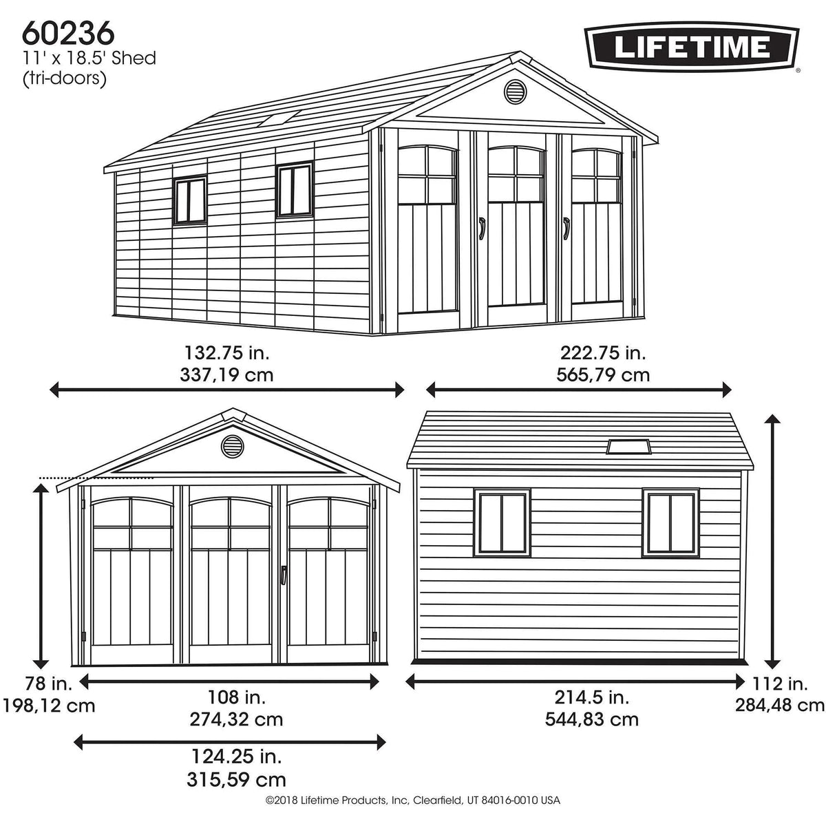 11 ft. x 18.5 ft. Outdoor Storage Shed E749
