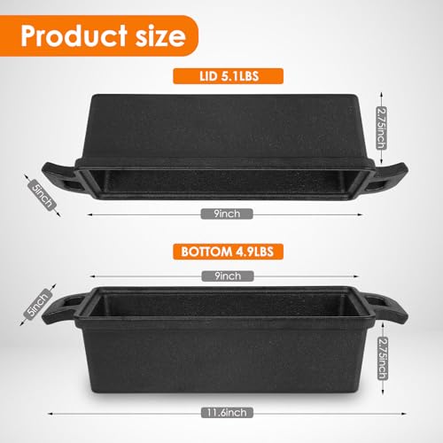 Cast Iron Loaf Pan with Lid - 2 Piece Set Non-Stick T22371