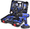 21V Cordless Drill Power Tools Combo Kit with 112Pcs Hand DIY Tool Set, Blue, Pack of 2 A662669