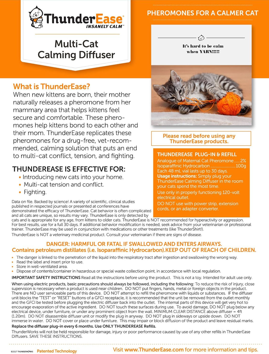 Multicat Calming Pheromone Diffuser Refill 60 Day Supply O5047