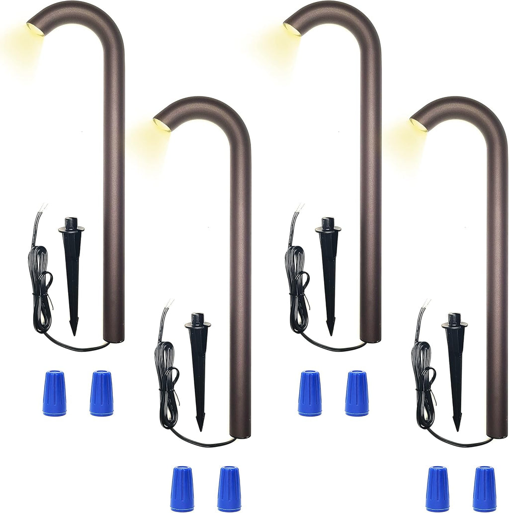 3W Brown Aluminum Bollard Pathway Lights 4 Pack R3055