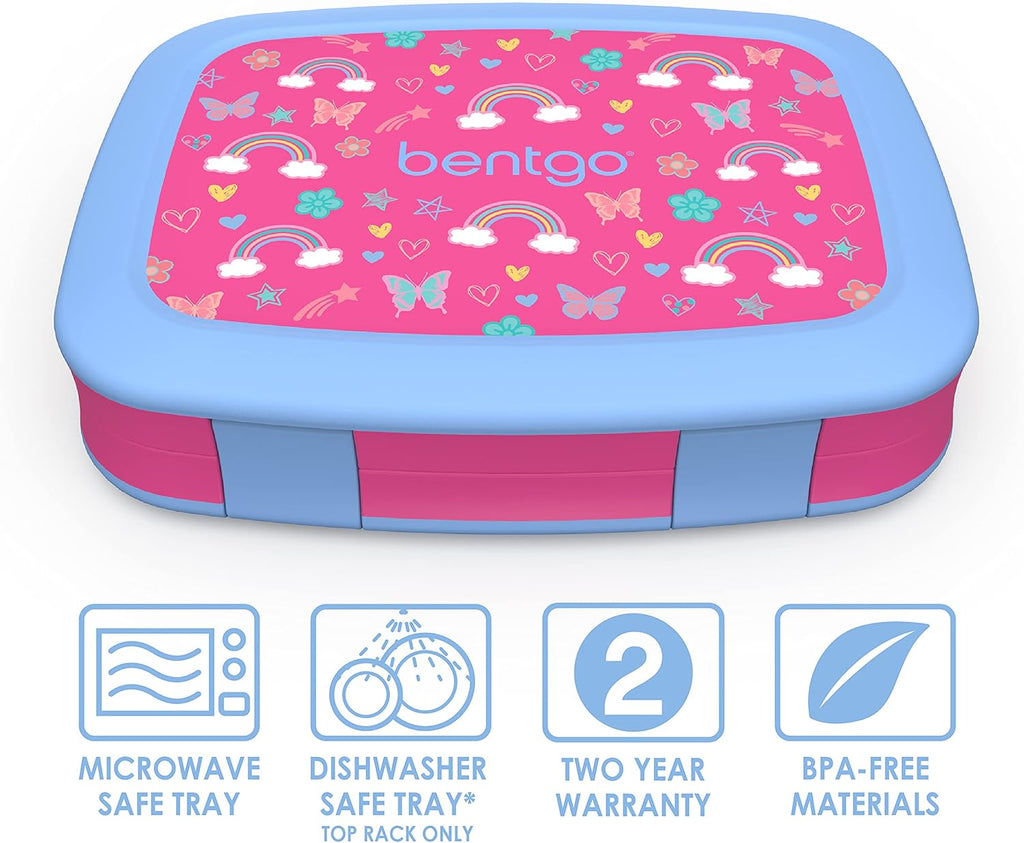 Insulated Lunch Bag Set With Kids Bento-Style Lunch Box (Rainbows and Butterflies) B985742