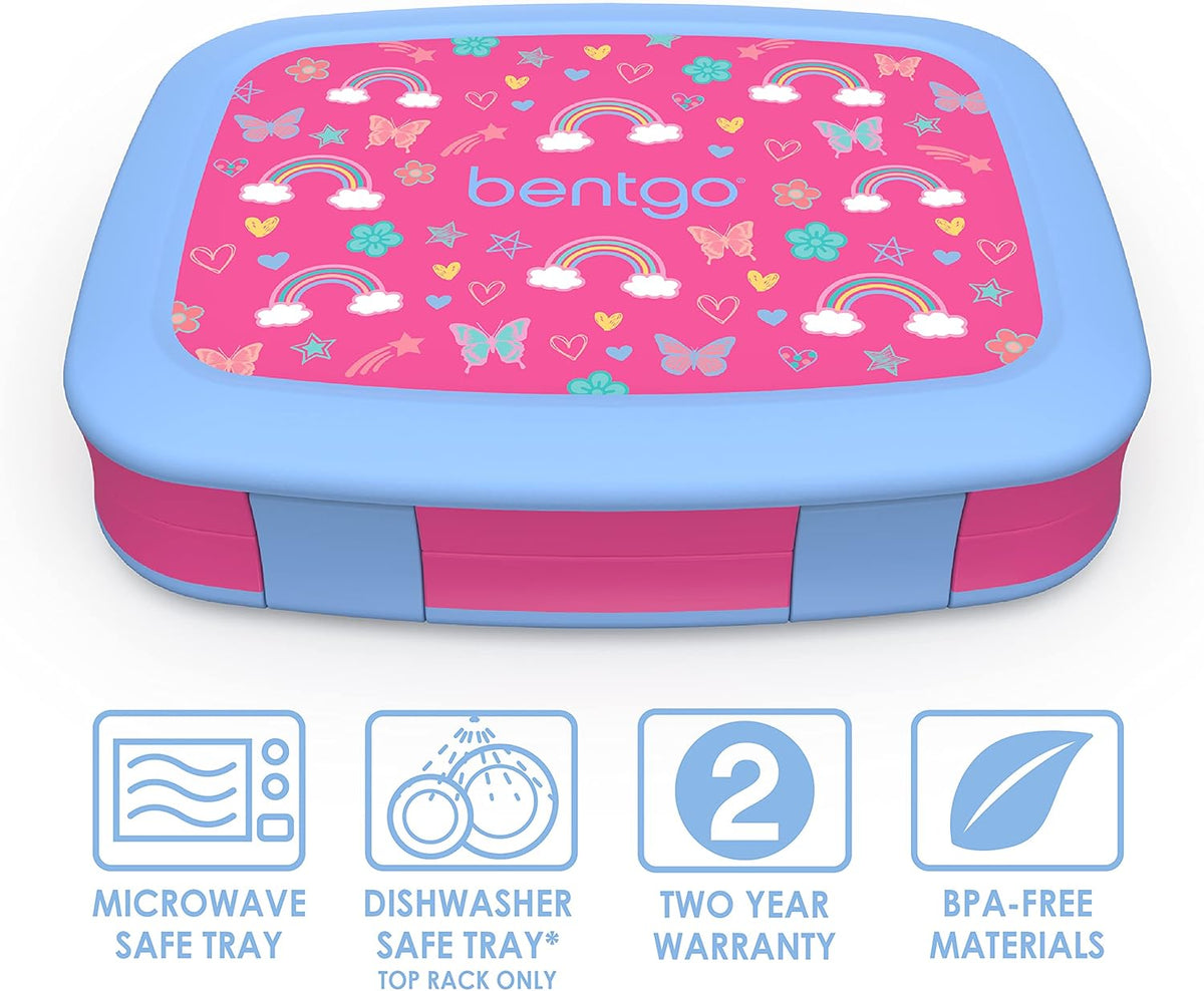 Insulated Lunch Bag Set With Kids Bento-Style Lunch Box (Rainbows and Butterflies) B985742