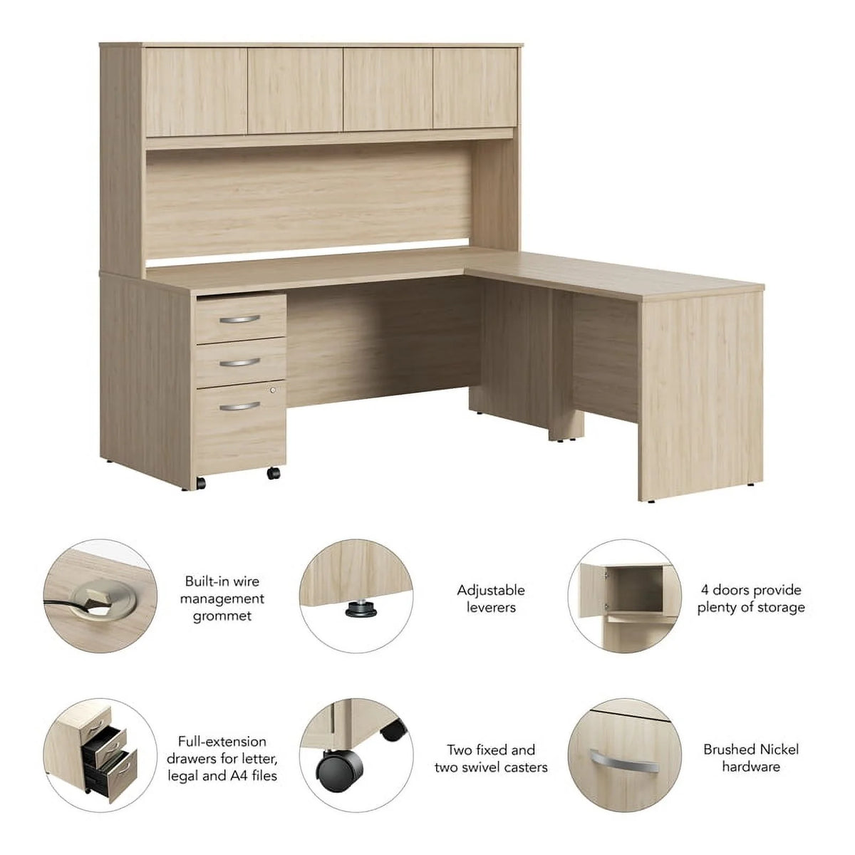 L Shaped Desk with Hutch & Drawers Q17748