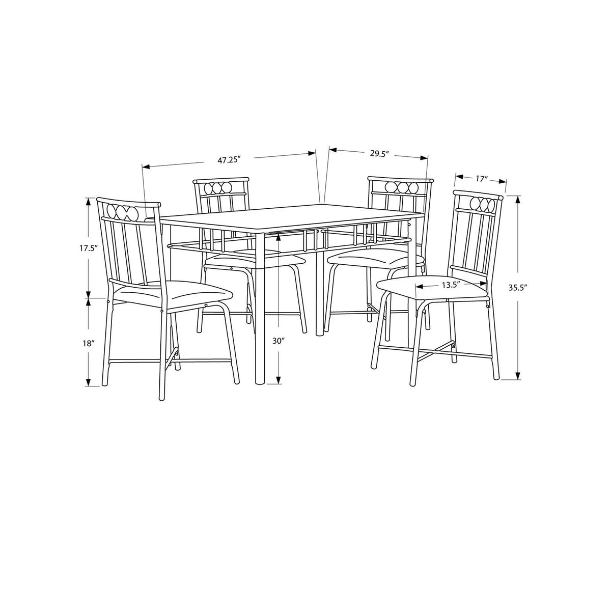 5-Pieces Cappuccino Marble Dining Set L928387