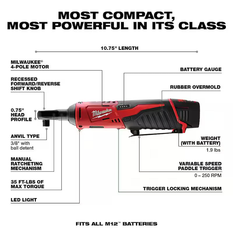 12V Lithium-Ion Brushless Cordless Reciprocating Saw Kit with 3/8 in. Ratchet L151257