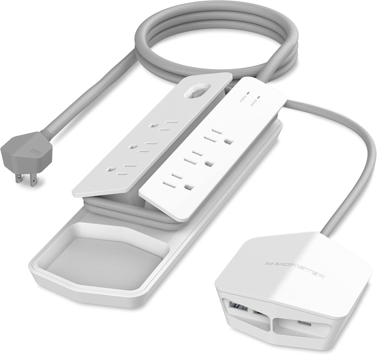 Surge Protector, 6 AC Outlets, 2 USB-A Ports & 1 USB-C Port, White U216587