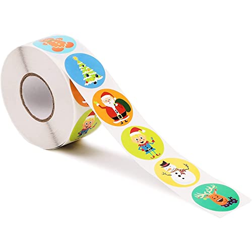 1,000-Piece Self-Adhesive Round Christmas Stickers A37915