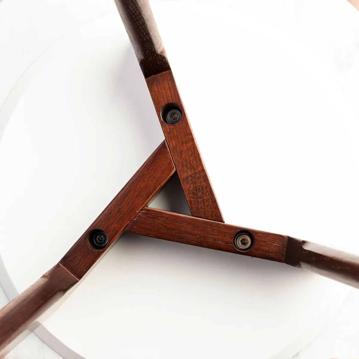 White and Brown Round Marble Side Table L407534