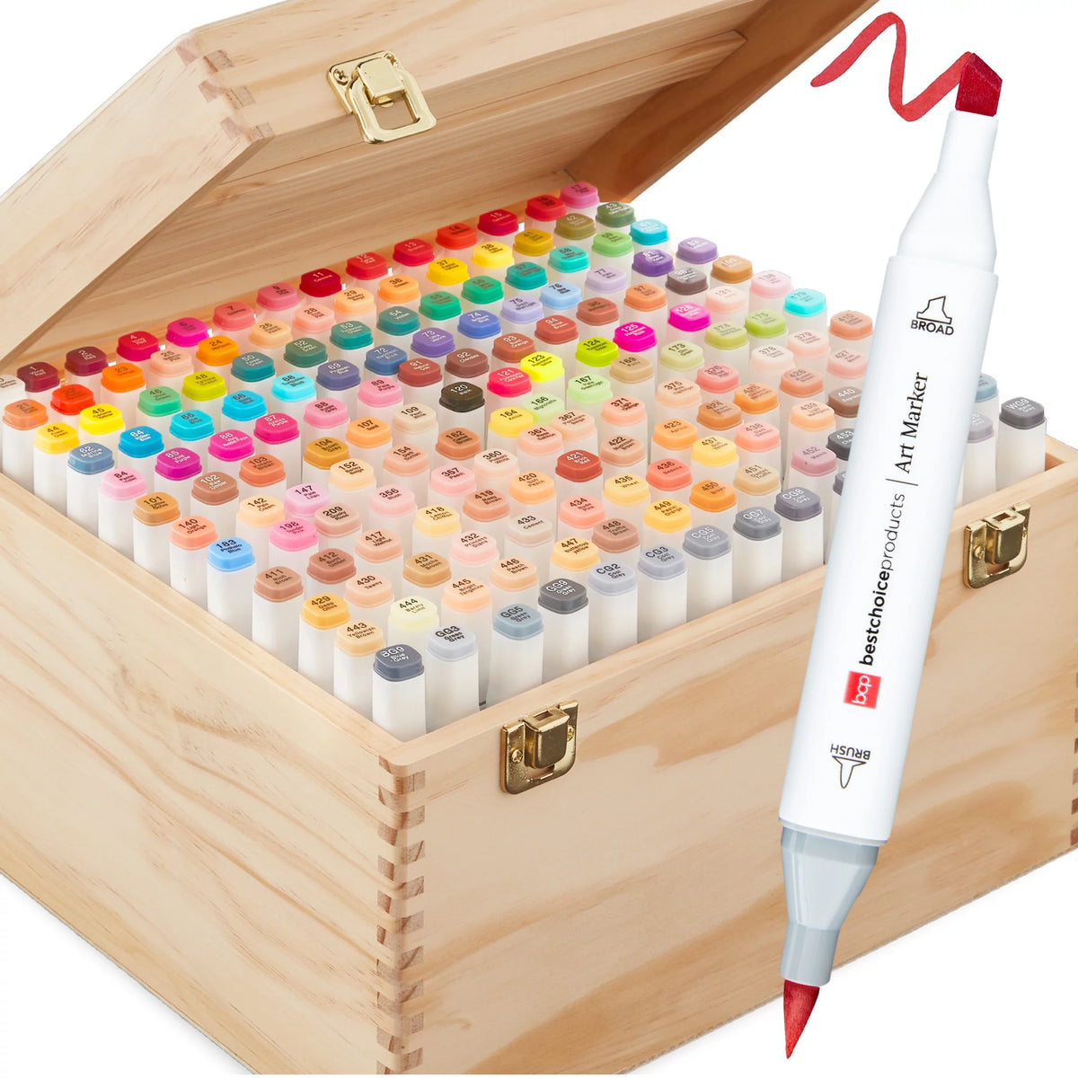 Set of 168 Dual-Tipped Alcohol-Based Markers with Carrying Case Y498