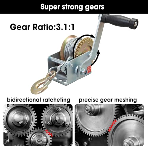600lbs Capacity Manual Hand Crank Winch with 26.3FT Steel Cable K337633