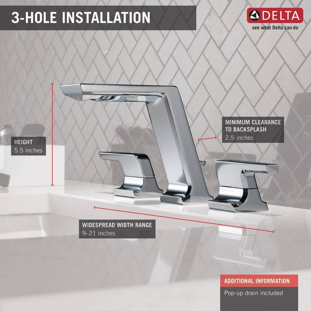 Two Handle Widespread Bathroom Faucet Chrome J36415