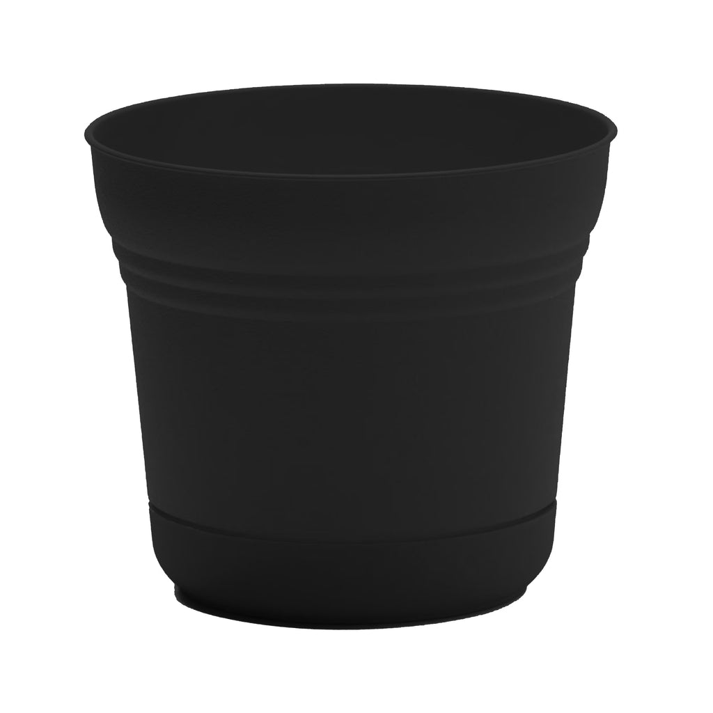 Black Resin Planter with Saucer L97247