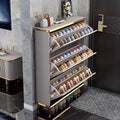 Slim 4 Layer Shoe Storage Cabinet with Flip Down Drawers W228