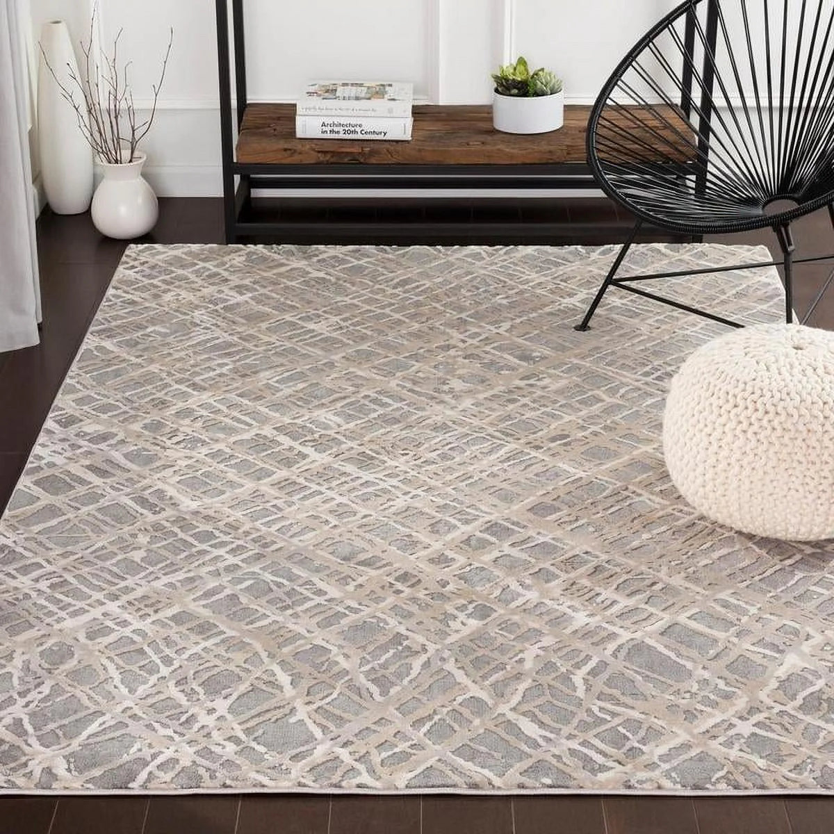 5x7 Medium Gray Area Rug K8932