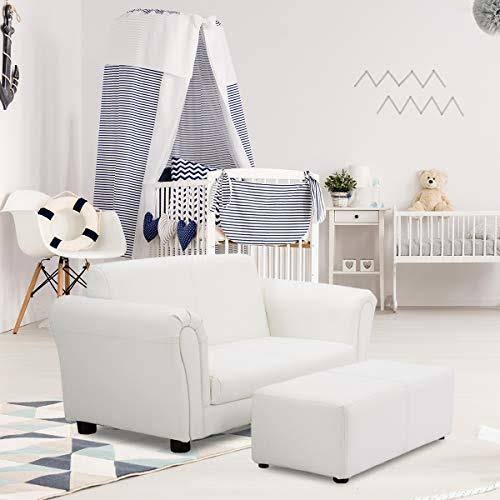 Black/White Kids Double Sofa with Ottoman U480