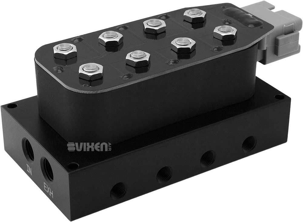 8 Valve Suspension Manifold with Two Dual Needle Black Gauges, 3/8" OD Hose 100 FT, 1/4" OD Hose 50 FT and Fittings E43693
