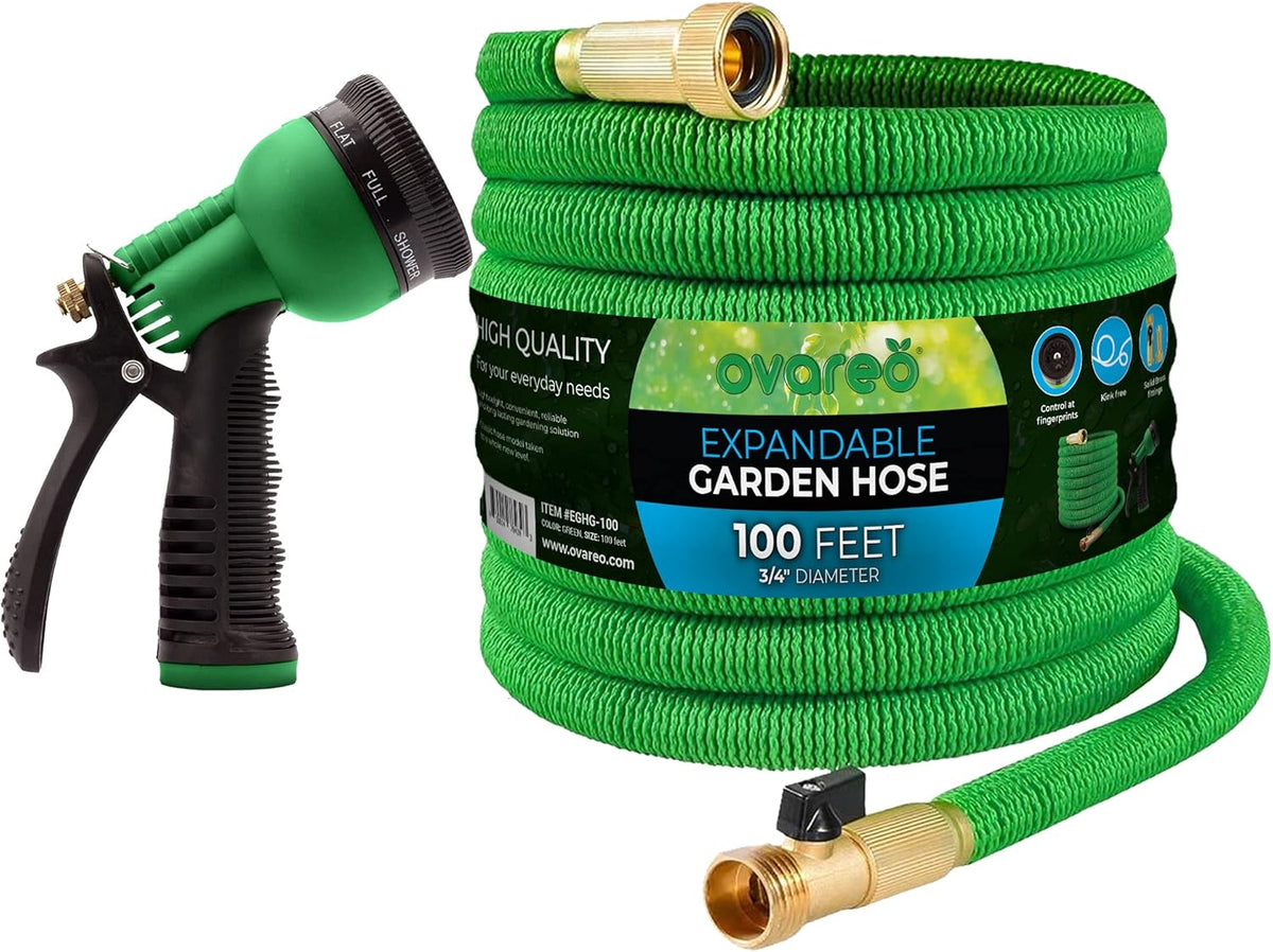 75 FT Black Flexible Expandable Garden Hose with Brass Fittings, Pack of 2 N87333