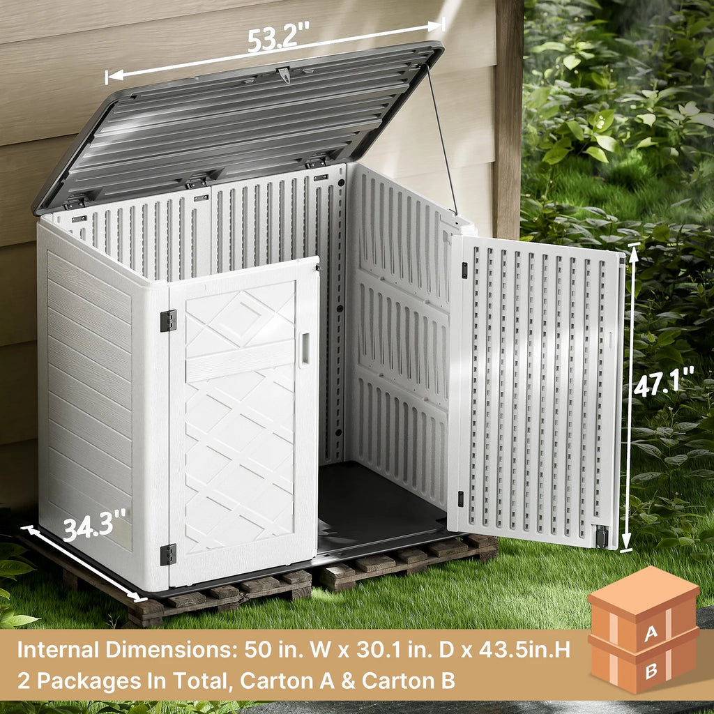 White Resin Outdoor Storage Shed, 38 Cu.ft B299933