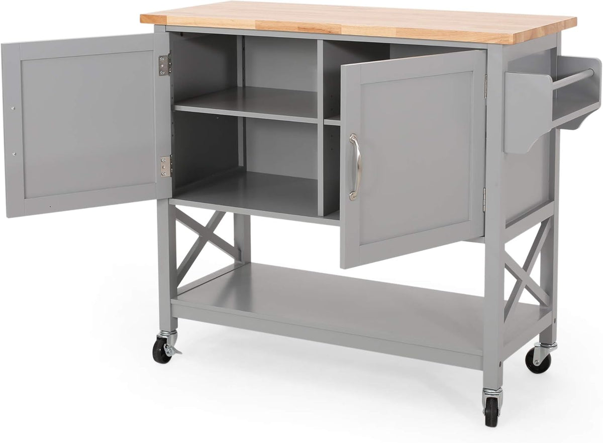 Gray Kitchen Cart with Wheels Y190261