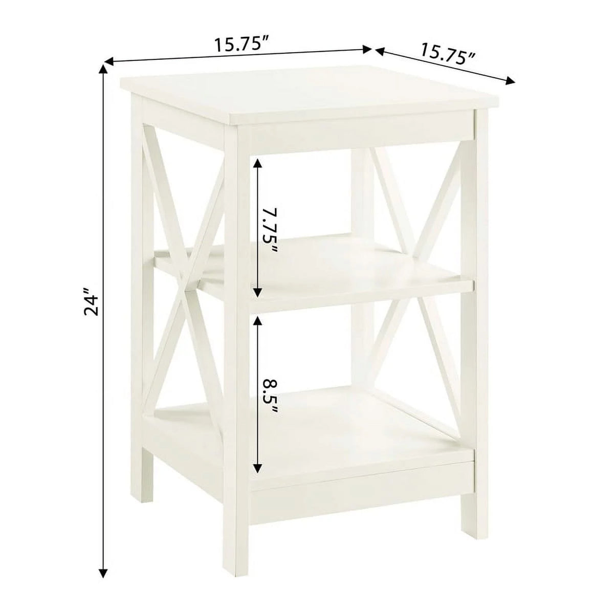 Ivory Wood End Table with Shelves Set of 2 Y4355