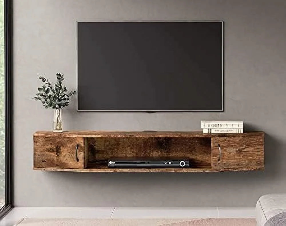 Black Floating Wall Mounted TV Stand with Door I185