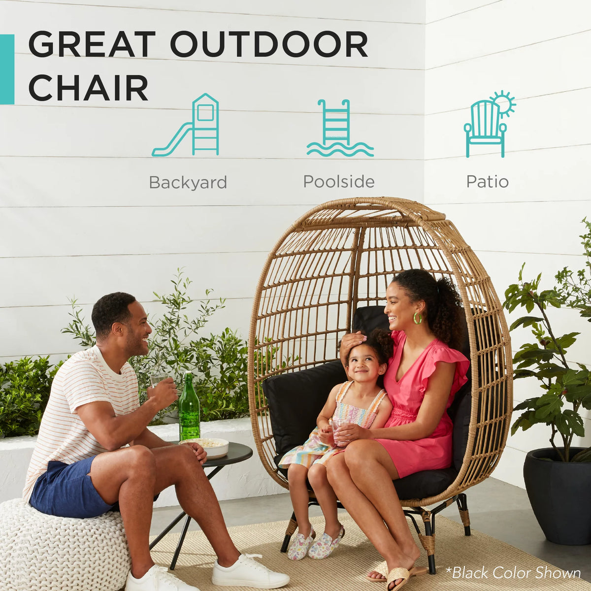 Oversized Wicker Egg Chair with Steel Frame W23260