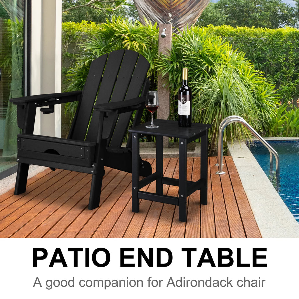 Black HDPE Weather Resistant Square Side Table U3533