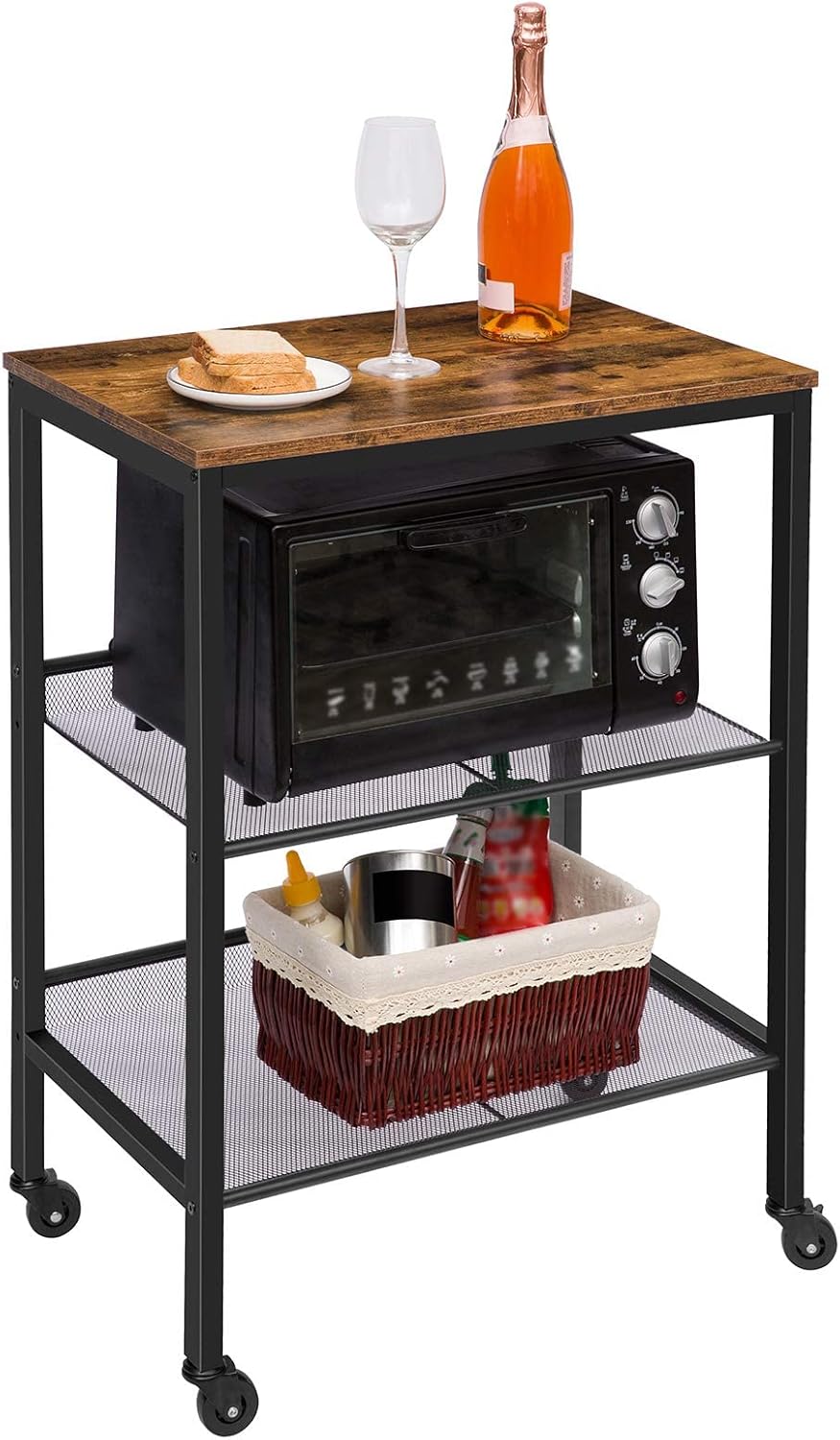 Rolling Cart, 3-Tier Utility Cart with Brakes W75343