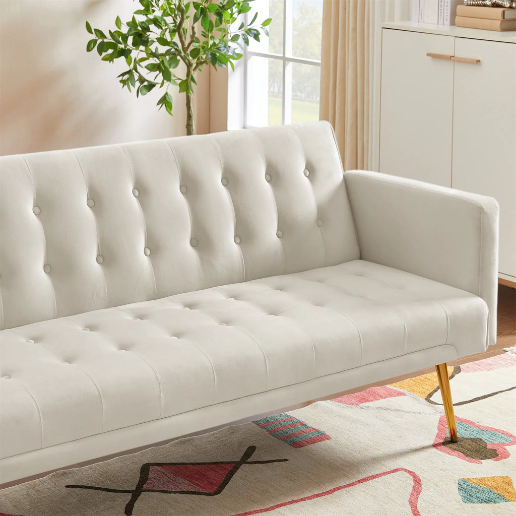 Velvet Convertible Sofa Bed with Metal Legs L566684