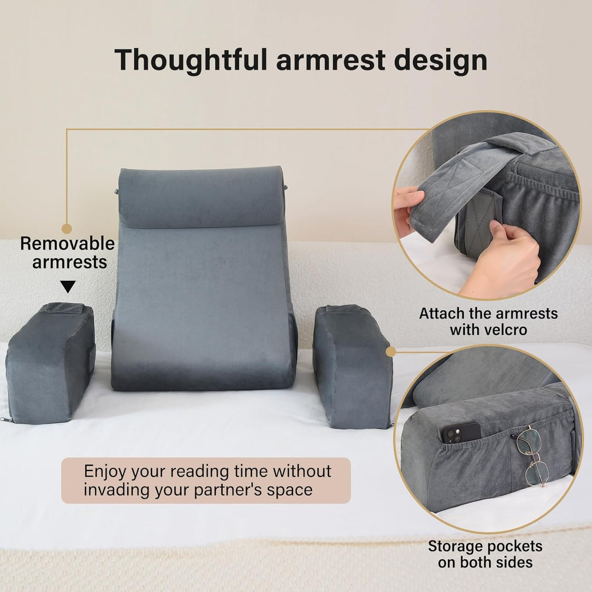 Medium Grey Reading Pillow B635820