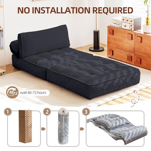 Folding Sofa Bed Convertible Sleeping Chair with Pillow Black U863979
