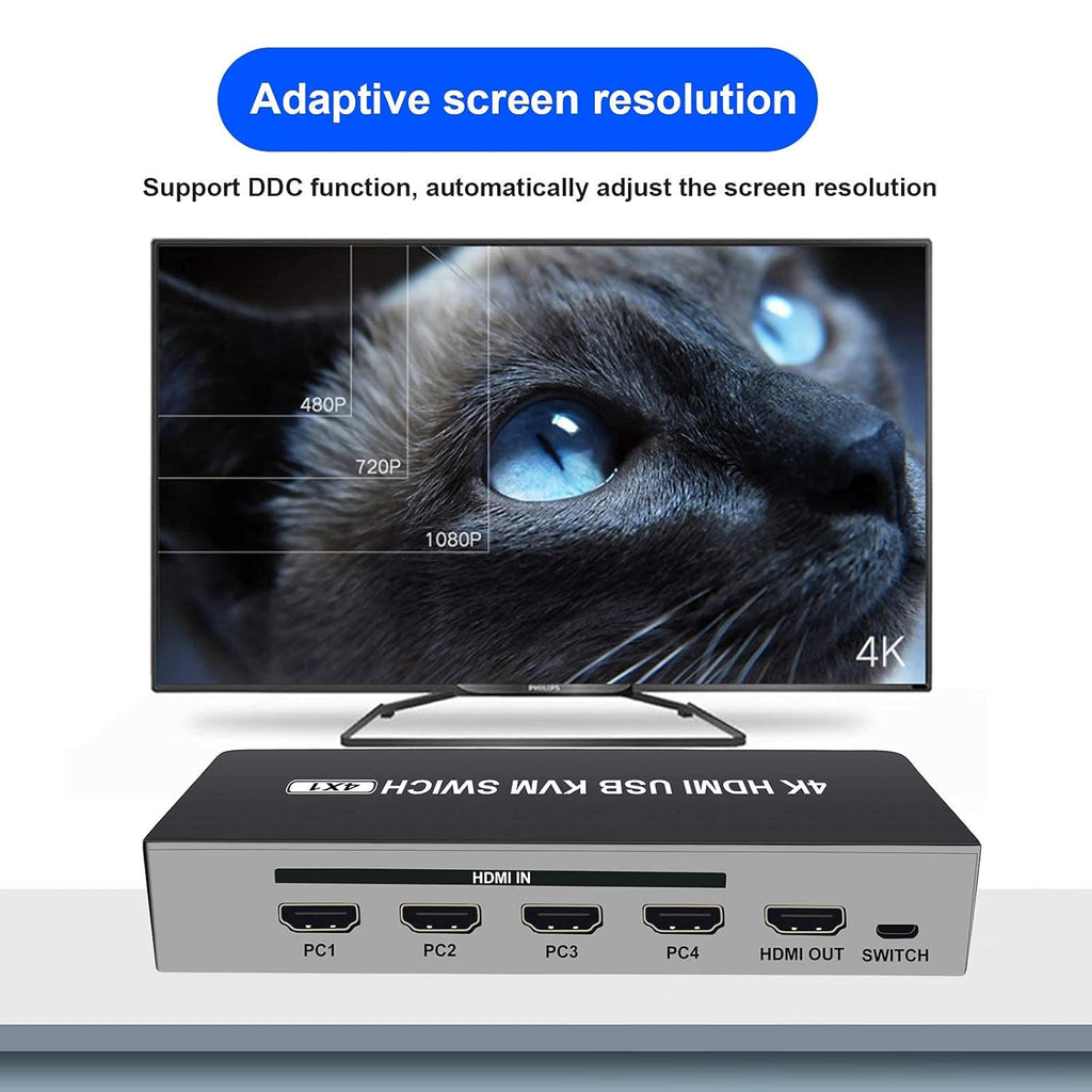 4K@30Hz 4 Port HDMI KVM Switch with Switch Cable I993056