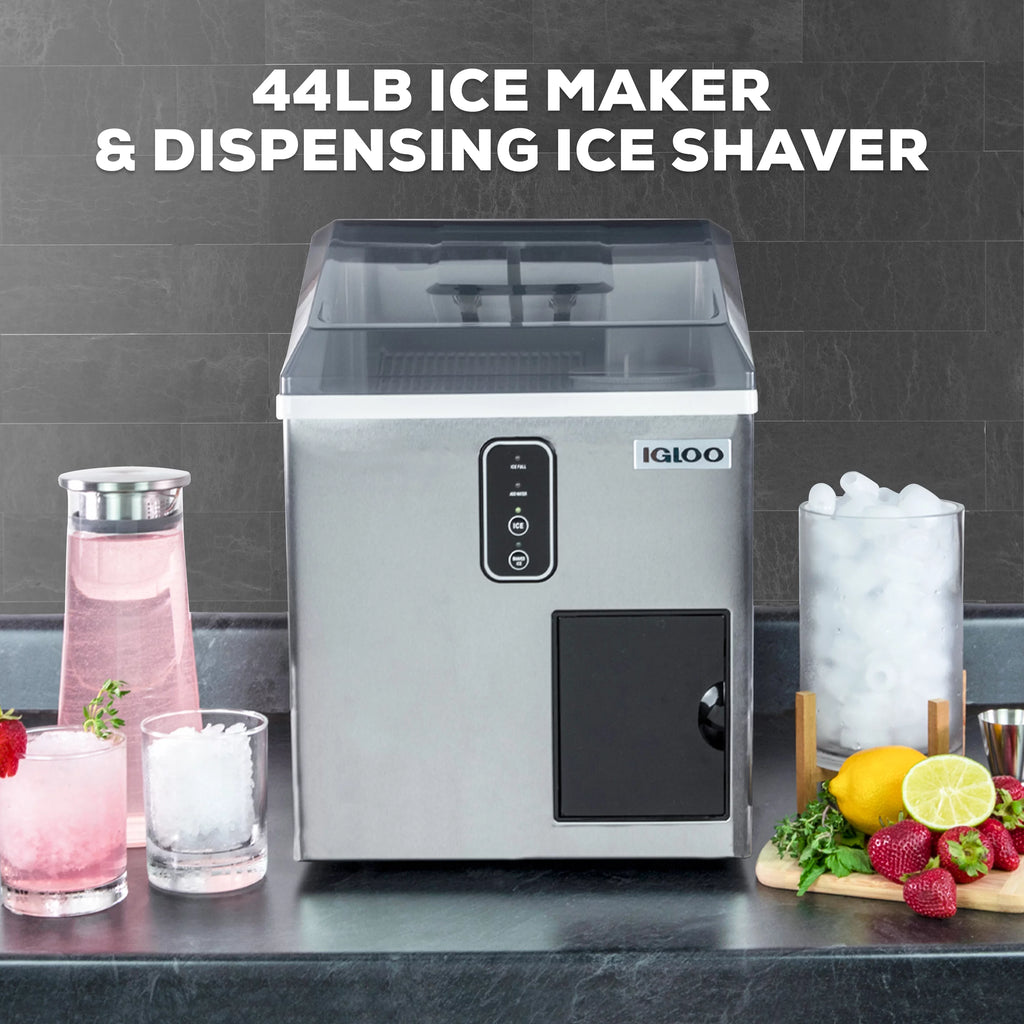 44 lb Stainless Steel Ice Maker and Ice Shaver W860545