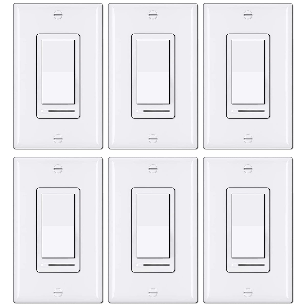 6 Pack White Rocker Dimmer Switch W6437