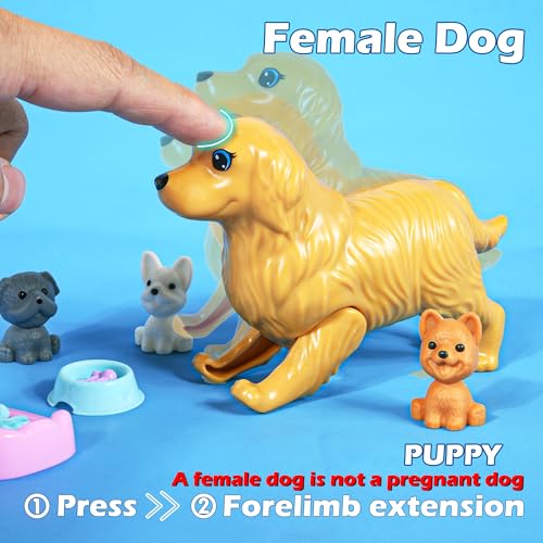6 People Dollhouse Dolls Playset with Pets and Accessories H8301