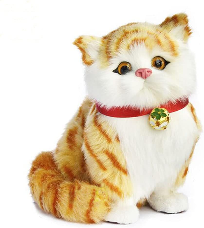 Gray Tabby Furry Kitten Plush with Meowing Voice H63545