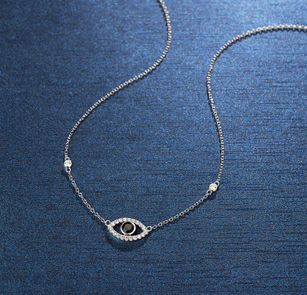 Sterling Silver Evil Eye Necklace Cubic Zirconia Pendant Necklace X740